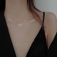 Alloy Double Heart Ring Pendant Necklaces for Women, Platinum, 16.73 inch(42.5cm)(WG971C7-03)