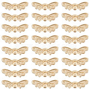 24Pcs Rack Plating Brass Beads, Long-Lasting Plated, Butterfly Wing, Real 14K Gold Plated, 7x22.5x4mm, Hole: 1.4mm(KK-BBC0007-57)