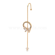 Rhinestone Stud Earring, Light Gold Zinc Alloy Ear Wrap Crawler Hook Earrings Earcuffs, Bowknot, 70x12mm(EJEW-G378-01F)