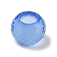 Glass European Beads, Large Hole Beads, Rondelle, Faceted, Cornflower Blue, 11x8mm, Hole: 5.5mm(GLAA-XCP0001-42C)