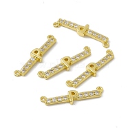 Rack Plating Brass Micro Pave Clear Cubic Zirconia Connector Charms, Real 18K Gold Plated, Long-Lasting Plated, Cadmium Free & Nickel Free & Lead Free, Letter Links, Letter.P, 6.5x26x2.5mm, Hole: 1.2mm(KK-C007-37G-P)