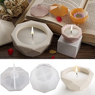 Faceted Octagon DIY Silicone Candle Cup Molds, Storage Box Molds, Resin Cement Plaster Casting Molds, White, 83x83~84x41.5~43mm, 2pcs/set(DIY-P078-07)