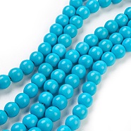 Synthetic Turquoise Beads Strands, Dyed, Round, Deep Sky Blue, 8mm, Hole: 1mm, about 50pcs/strand, 15.35 inch(TURQ-G106-8mm-02F)