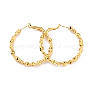 Twist Big Ring Huggie Hoop Earrings for Girl Women, Long-Lasting Plated Brass Earrings, Real 18K Gold Plated, 6 Gauge(4mm), 42.5x40x4mm, Pin: 0.8mm(KK-C224-03G)