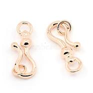 Alloy Hook and Eye Clasps, Rose Gold, 23x8x2mm, Hole: 3mm, Closed Ring: 5x0.8mm(X-PALLOY-E270-RG)