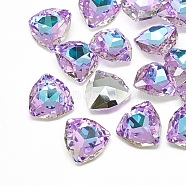 DIY Pointed Back K9 Glass Rhinestone Cabochons, Random Color Back Plated, Faceted, Triangle, Vitrail Light, 12x12x4.5mm(RGLA-T071-12mm-001VL)