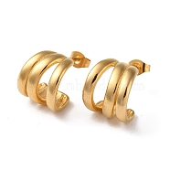 Ion Plating(IP) 304 Stainless Steel Stud Earrings, Split Earrings, Real 18K Gold Plated, 14.5x13mm(EJEW-H127-04G)