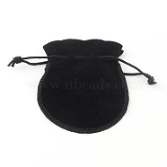 Velvet Bags, Calabash Shape Drawstring Jewelry Pouches, Black, 9x7cm(TP-S003-4)