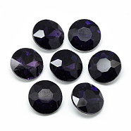Pointed Back Glass Rhinestone Cabochons, Back Plated, Faceted, Flat Round, Purple, 12x4.8mm(RGLA-T029-12mm-17)