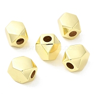 Brass European Beads, Large Hole Beads, Long-Lasting Plated, Lead Free & Cadmium Free, Faceted, Cuboid, Real 18K Gold Plated, 18x15x15mm, Hole: 6.5mm(KK-K364-14G)