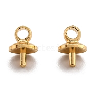Brass Cup Pearl Peg Bails Pin Pendants, For Half Drilled Beads, Long-Lasting Plated, Real 24K Gold Plated, 7x5mm, Hole: 1.6mm, Pin: 1mm(KK-H759-29C-G)