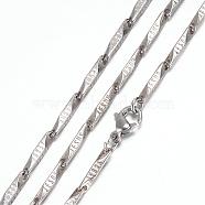 201 Stainless Steel Bar Link Necklaces, with Lobster Claw Clasps, Stainless Steel Color, 19.5 inch~20 inch(49.5~50.8cm), 2mm(STAS-G083-10P)