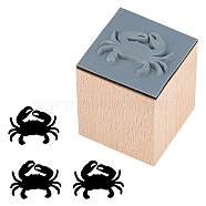 Wooden Stamps with Rubber, for DIY Craft Card Scrapbooking Supplies, Crab, 25~25.5x25~25.5x32mm(DIY-WH0002-65H)