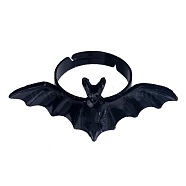 Adjustable Halloween Alloy Rings, Bat, Black, Adjustable(PW-WGF6ED8-01)