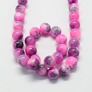 Natural Dyed Persian Jade Gemstone Bead Strands, Round, Deep Pink, 6mm, Hole: 1mm, about 66pcs/strand, 15.7 inch(G-R271-6mm-XP21)