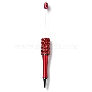 Plastic & Iron Beadable Pens, Ball-Point Pen, with Rhinestone, for DIY Personalized Pen with Jewelry Bead, Crimson, 145x14.5mm(AJEW-H147-01K)