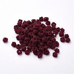Polyester Weave Beads, Round, Purple, 6x5mm, Hole: 4mm, about 200pcs/bag(WOVE-N002-04)