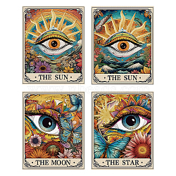 Tarot Tapestry, Polyester Bohemian Astrology Wall Tapestry, for Bedroom Living Room Decoration, Rectangle, Eye, 500x400mm, 4pcs/set(AJEW-WH0521-05)