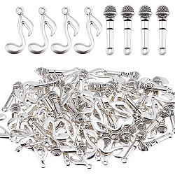 100Pcs 2 Styles Tibetan Style Zinc Alloy Pendants, Antique Silver, 23~24x7~13x2~5mm, Hole: 1.6~1.8mm, 50pcs/style(TIBEP-DC0001-48)