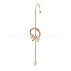 Rhinestone Stud Earring, Light Gold Zinc Alloy Ear Wrap Crawler Hook Earrings Earcuffs, Bowknot, 70x12mm(EJEW-G378-01F)