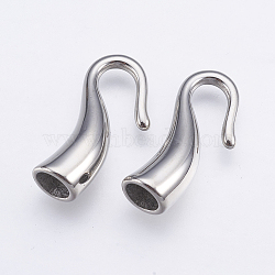 Tarnish Resistant 304 Stainless Steel Hook
 Clasps, Stainless Steel Color, 20x10x6mm, Hole: 4mm(X-STAS-E428-01P)