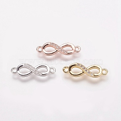 Brass Cubic Zirconia Links, Infinity, Clear, Mixed Color, 5x17.5x2mm, Hole: 1mm(KK-P134-57)
