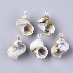 Acrylic Pendants, Imitation Gemstone Style, Cone Shell, Floral White, 30x24.5x16mm, Hole: 1.8mm, about 155pcs/500g(OACR-N130-012)