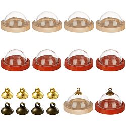 Nbeads 10Pcs Mini Glass Cloche Dome Covers, Cloche Bell Jar Covers, with 10Pcs 2 Colors Flat Round Natural Wood Cabochon Settings, Mixed Color, Cover: 3.8x2.5cm, Inner Diameter: 2cm(DJEW-NB0001-24A)