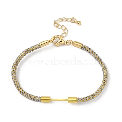 Braided Nylon Cord Bracelet Making, with Golden Tone 304 Stainless Steel Lobster Claw Clasps and Brass Findings, Gray, 6-7/8 inch(17.5cm), Pin: 1mm(MAK-L043-01G-05)