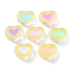 Transparent Acrylic Beads, with Enamel, Heart, Mixed Color, 21x24.5x9.5mm, Hole: 3.8mm(OACR-A029-03)