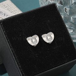 Rack Plating Brass Micro Pave Clear Cubic Zirconia Stud Earrings, Heart, Letter Q, 8.5x9.5mm(EJEW-K299-01P-Q)