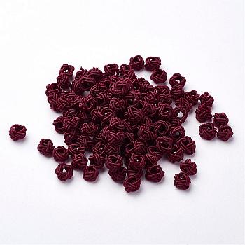 Polyester Weave Beads, Round, Purple, 6x5mm, Hole: 4mm, about 200pcs/bag