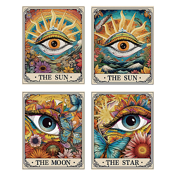 Tarot Tapestry, Polyester Bohemian Astrology Wall Tapestry, for Bedroom Living Room Decoration, Rectangle, Eye, 500x400mm, 4pcs/set