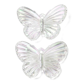 Transparent Acrylic Beads, Butterfly, Clear, 31.5x41x4.2mm, Hole: 2.5x2mm