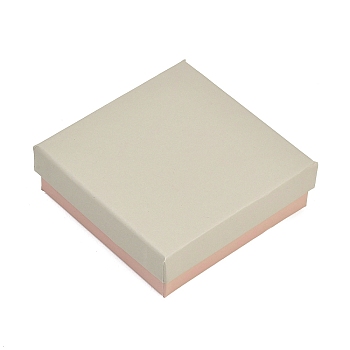 Paper Jewelry Display Boxes, Jewelry Set Cases for Rings Earrings Necklaces Bracelets Storage, with Sponge Inside, Square, Antique White, 9.2x9.2x2.95cm