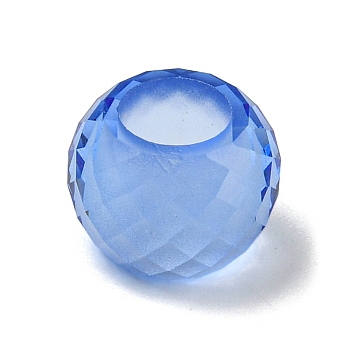 Glass European Beads, Large Hole Beads, Rondelle, Faceted, Cornflower Blue, 11x8mm, Hole: 5.5mm