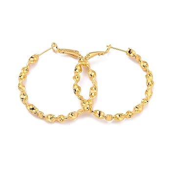 Twist Big Ring Huggie Hoop Earrings for Girl Women, Long-Lasting Plated Brass Earrings, Real 18K Gold Plated, 6 Gauge(4mm), 42.5x40x4mm, Pin: 0.8mm