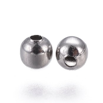 304 Stainless Steel Spacer Beads, Round, Stainless Steel Color, 3mm, Hole: 1.5mm