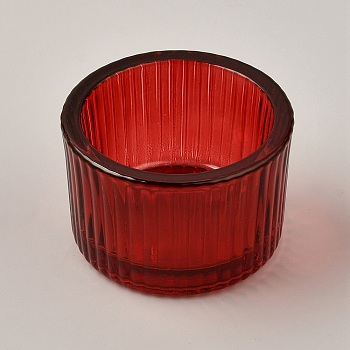 Glass Candle Cups, for Candle Making Tools, Column, Red, 50~53x35mm, Inner Diameter: 44mm