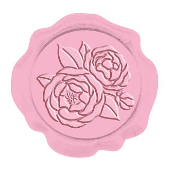 CRASPIRE 50Pcs Adhesive Wax Seal Stickers, Envelope Seal Decoration, for Craft Scrapbook DIY Gift, Pearl Pink, Rose Pattern, 30mm