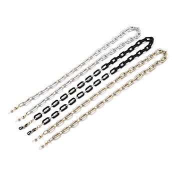 Eyeglasses Chains Sets, Neck Strap for Eyeglasses, with Spray Painted CCB Plastic & Aluminum Cable Chains, 304 Stainless Steel Lobster Claw Clasps and Rubber Loop Ends, Mixed Color, 31.1~31.4 inch(79~80cm), 3pcs/set
