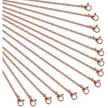 304 Stainless Steel Cable Chain for Necklace Making, with Lobster Claw Clasps, Rose Gold, 17.7 inch(45cm), 1.9mm wide, 1mm thick, 10pcs/box