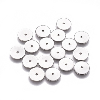 304 Stainless Steel Spacer Beads, Flat Round, Stainless Steel Color, 10x0.8mm, Hole: 1.2mm