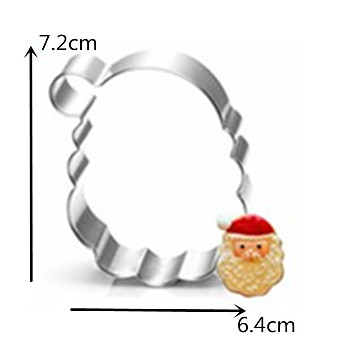 304 Stainless Steel Cookie Cutters, Cookies Moulds, DIY Biscuit Baking Tool, Father Christmas, Stainless Steel Color, 72x64mm