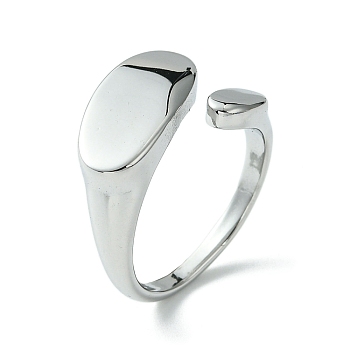 304 Stainless Steel Oval Open Cuff Ring, Signet Rings, Stainless Steel Color, US Size 8(18.1mm)