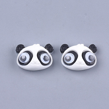 Resin Cabochons, with Plastic, Panda, White, 17x22.5x9.5mm