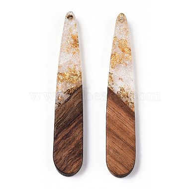 Transparent Resin & Walnut Wood Pendants(RESI-N039-69A)-3