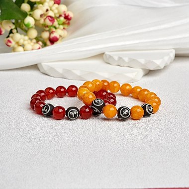 bracelet extensible en perles rondes en agate rouge naturelle(BJEW-SW00077-08)-6