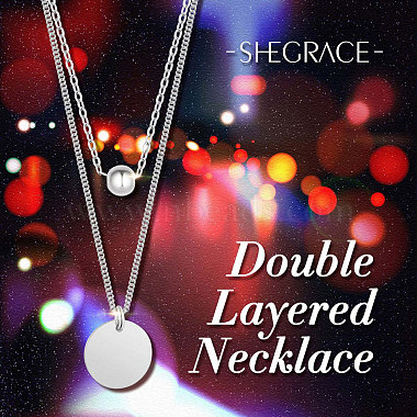 SHEGRACE Rhodium Plated 925 Sterling Silver Tiered Necklaces(JN813A)-4