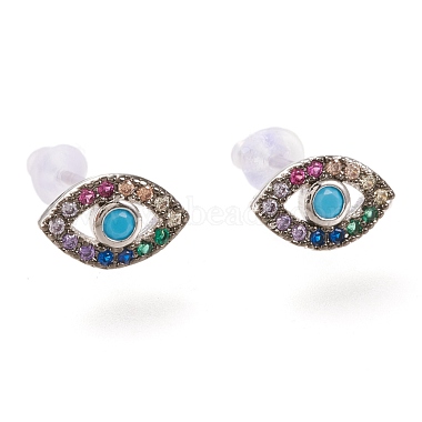 Colorful Eye Cubic Zirconia Stud Earrings